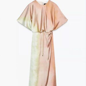 ZARA Satin Draped Midi Dress – Size XL | New, Never Worn 🧡